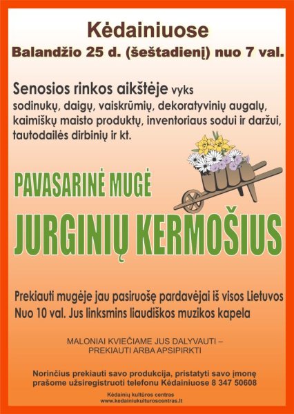 PRIMENAME:Šį šeštadienį - Jurginių kermošius