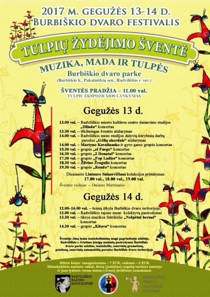 Burbiškio dvare pirmųjų tulpių žiedai praneša apie artėjančią 17-ąją Tulpių žydėjimo šventę