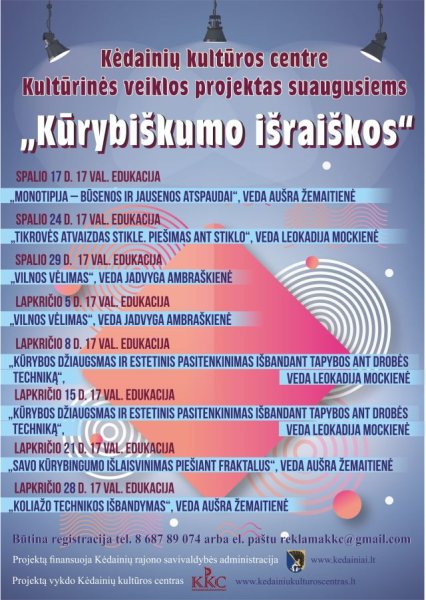 Kviečiame dalyvauti kūrybinės veiklos projekte suaugusius