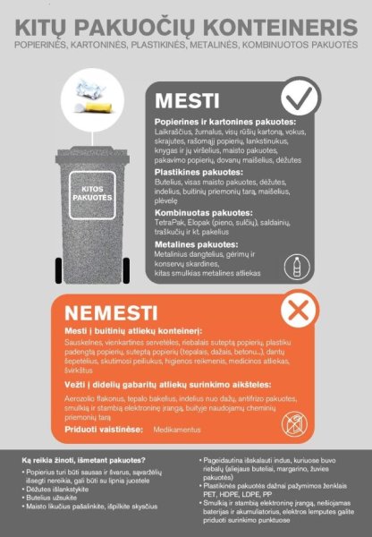 Individualių namų gyventojai kviečiami pasiimti pakuočių atliekų rūšiavimo konteinerį