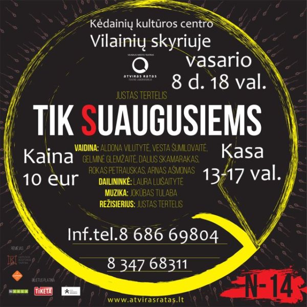 Vasario 8 dieną – Vilniaus miesto teatro spektaklis viešės Vilainiuose