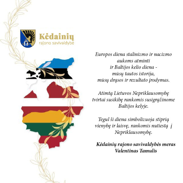 Mero Valentino Tamulio sveikinimas Baltijos kelio dienos proga
