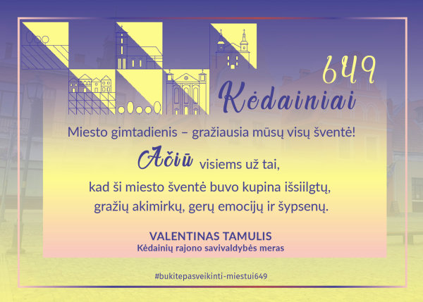 Mero Valentino Tamulio padėka miesto šventės organizatoriams, rėmėjams, dalyviams