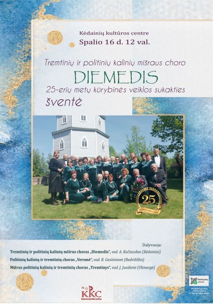 Tremtinių ir politinių kalinių mišrus choras „Diemedis“ mini 25-erių metų kūrybinės veiklos sukaktį