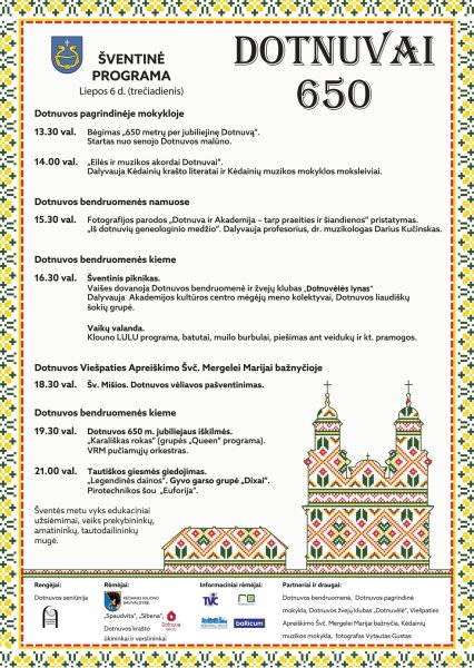 Dotnuva rengia miestelio 650-ojo gimtadienio šventę!