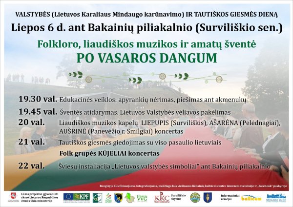 Valstybės (Lietuvos Karaliaus Mindaugo karūnavimo) ir Tautiškos giesmės diena ant Bakainių...