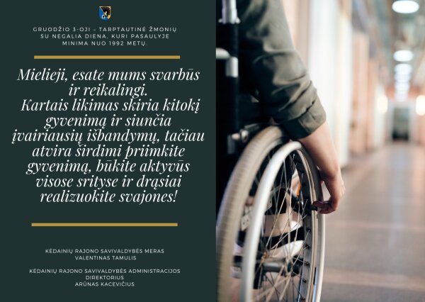 Šiandien minime Tarptautinę žmonių su negalia dieną