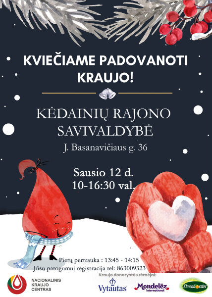 Nacionalinis kraujo centras kviečia kėdainiečius dalyvauti kraujo donorystės akcijoje