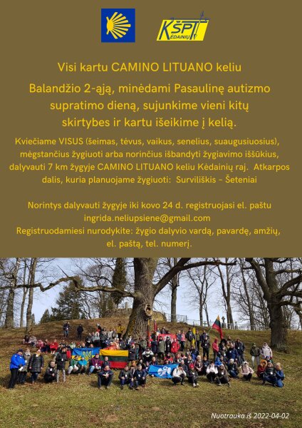 Pėsčiųjų žygis „Visi kartu CAMINO LITUANO keliu“