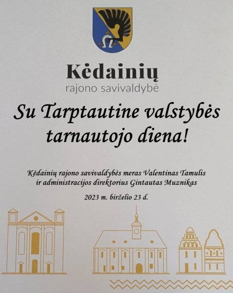 Sveikinimas Tarptautinės valstybės tarnautojo dienos proga