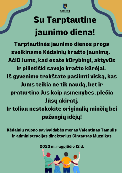 Sveikinimas Tarptautinės jaunimo dienos proga