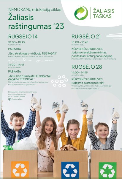 NEMOKAMOS edukacijos mokiniams „Žaliasis raštingumas“
