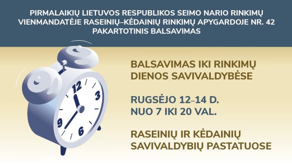 Prasideda išankstinis balsavimas Seimo nario rinkimų Raseinių–Kėdainių apygardoje II ture