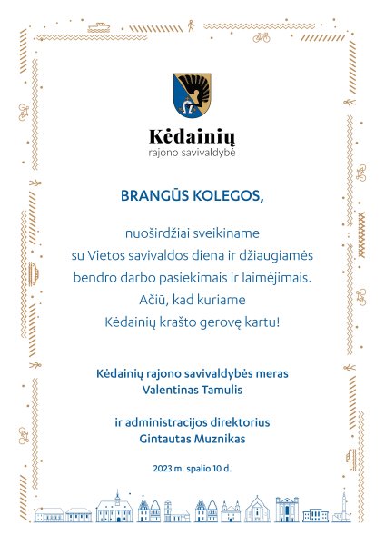 Sveikinimas su Vietos savivaldos diena
