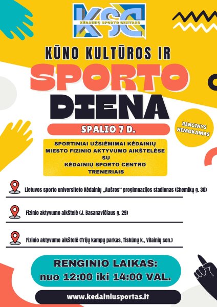 Kviečiame Kūno kultūros ir sporto dieną paminėti kartu