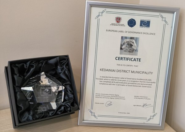 Kėdainių rajono savivaldybei Europos ženklas už nepriekaištingą demokratinį valdymą