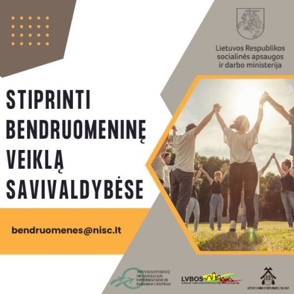 Kvietimas teikti bendruomeninės veiklos stiprinimo projektų paraiškas pagal priemonę „Stiprinti...