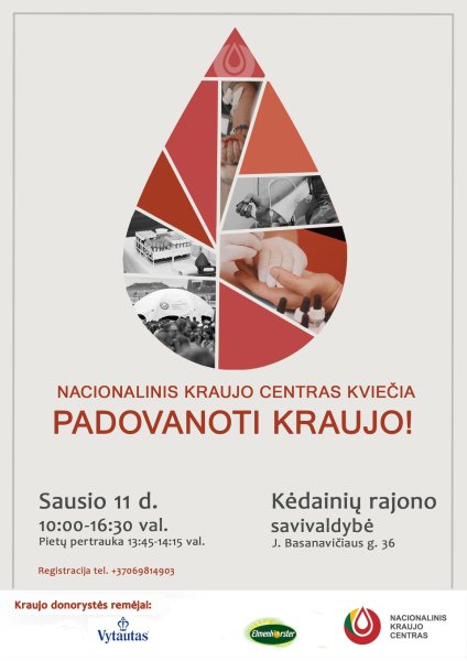 Nacionalinis kraujo centras kviečia padovanoti kraujo