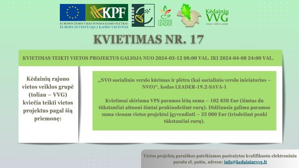 Kėdainių rajono vietos veiklos grupė kviečia teikti vietos projektų paraiškas