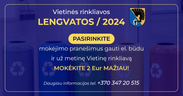 Vietinės rinkliavos pranešimus gaukite el. būdu