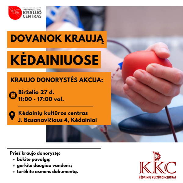 Kviečiame į kraujo donorystės akciją!