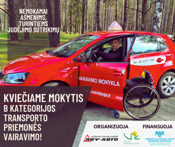 Startuoja nemokami vairavimo mokymai asmenims, turintiems judėjimo sutrikimų!