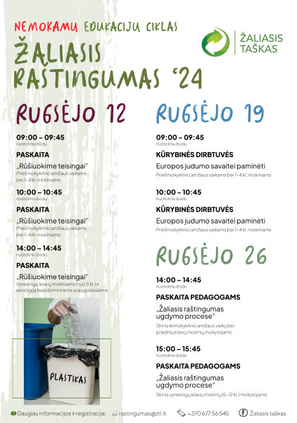 „Žaliasis taškas“ kviečia prisijungti prie NEMOKAMŲ nuotolinių edukacijų ciklo „Žaliasis...