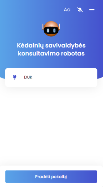 Kėdainių savivaldybės dirbtinio intelekto konsultavimo robotas