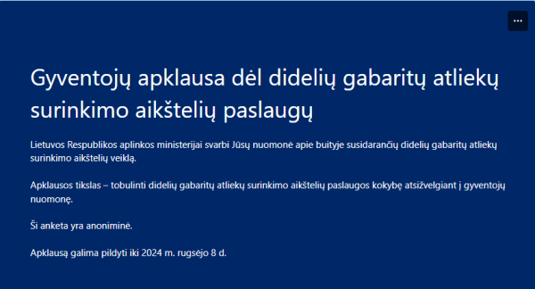 Gyventojų apklausa dėl didelių gabaritų atliekų surinkimo aikštelių paslaugų
