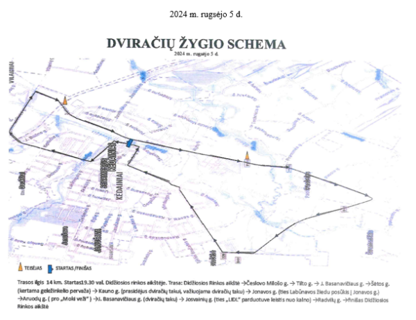 Dėl transporto eismo ribojimo 2024 m. rugsėjo 5–7 dienomis Kėdainių mieste