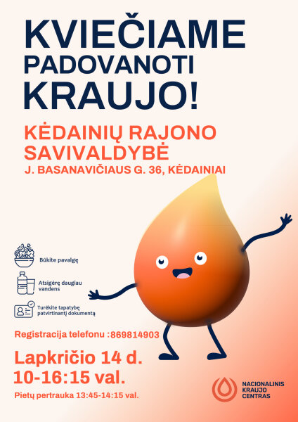 Kėdainių rajono savivaldybėje vyks kraujo donorystės akcija