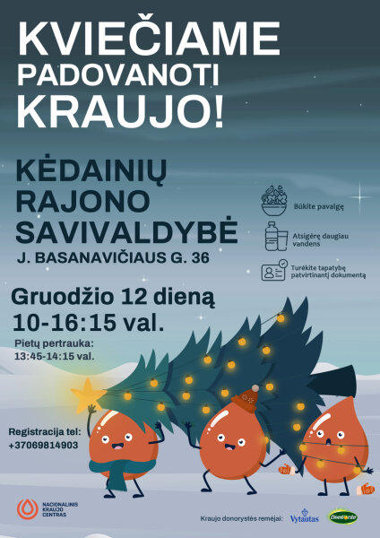 Nacionalinis kraujo centras Kėdainiuose surengs kraujo donorystės akciją