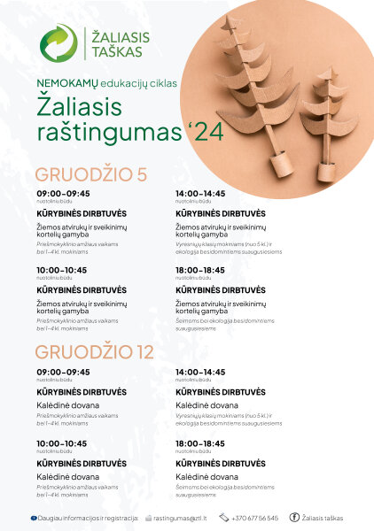Kviečia prisijungti prie nemokamų nuotolinių edukacijų ciklo „Žaliasis raštingumas“