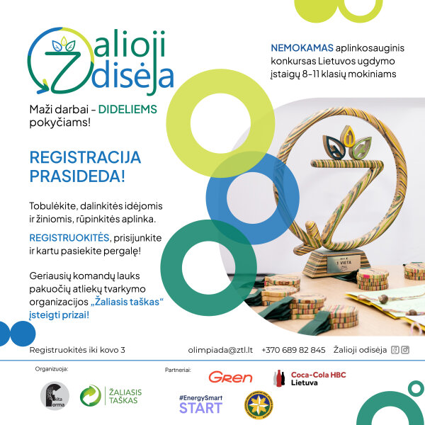 Dalyvaukite aplinkosauginiame konkurse „Žalioji odisėja ’25“ ir laimėkite edukacinę kelionę į...