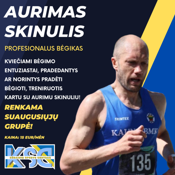Bėgimo entuziastai ar norintys pradėti bėgioti kviečiami treniruotis kartu su Aurimu Skinuliu!