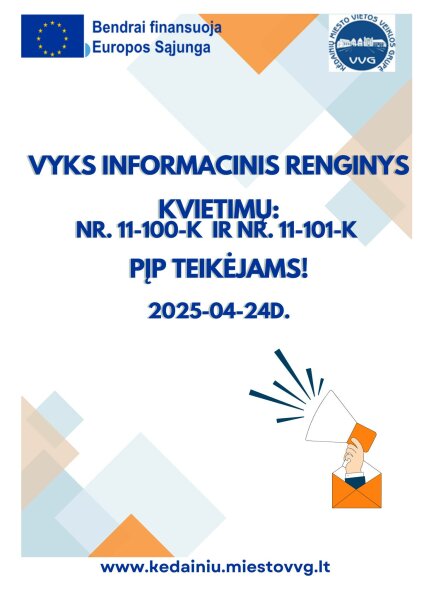 Kėdainių miesto vietos veiklos grupė kviečia dalyvauti informaciniame renginyje!