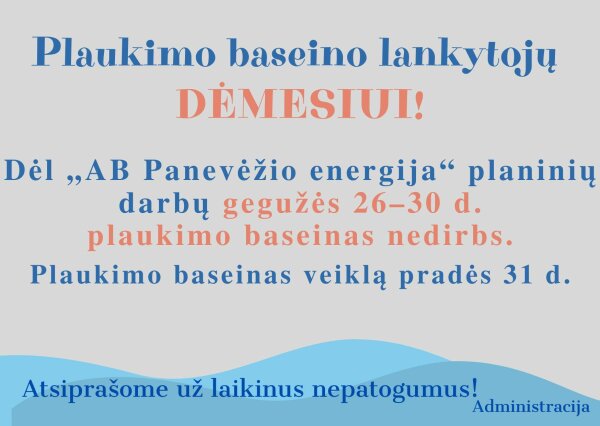 Lietuvos sporto universiteto Kėdainių „Aušros“ progimnazija informuoja, kad 2025 m. gegužės 26–30...