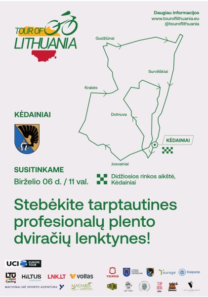 Svarbi informacija dėl Tarptautinių profesionalių plento dviratininkų lenktynių „Tour of...