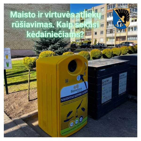 Šiemet gyventojai sėkmingai išrūšiavo apie 27 tonas maisto atliekų: per pirmąjį mėnesį  surinkta...