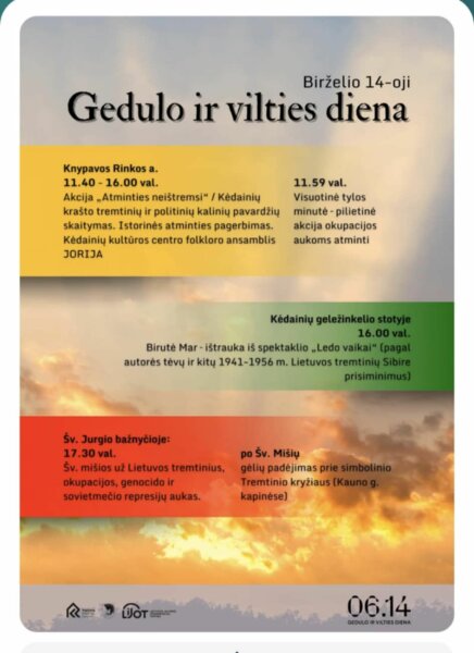 Gedulo ir vilties dienos minėjimo renginiai Kėdainiuose