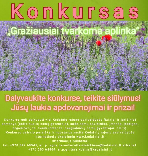 Konkursas „Gražiausiai tvarkoma aplinka“: liko dar kelios dienos paraiškų teikimui!