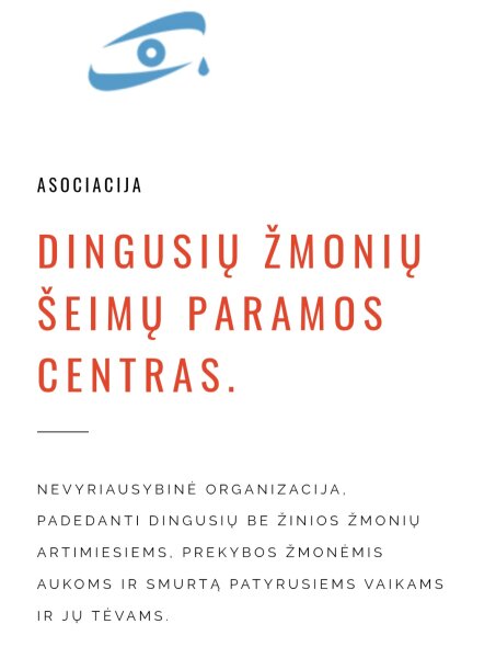 Dingusių žmonių šeimų paramos centras teikia pagalbą asmenims, susidūrusiems su krizėmis, smurtu...