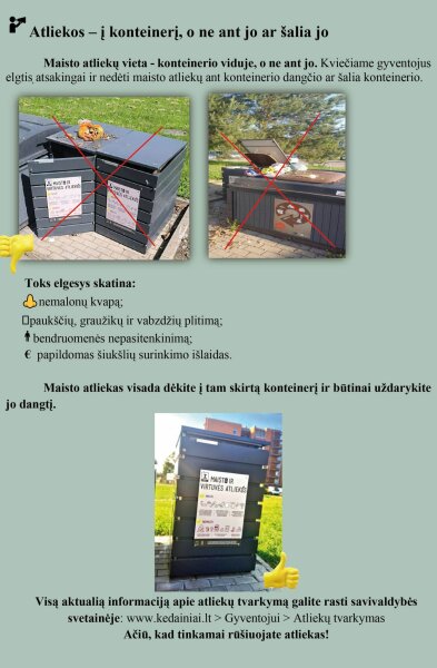Atliekos – į konteinerį, o ne ant jo ar šalia jo