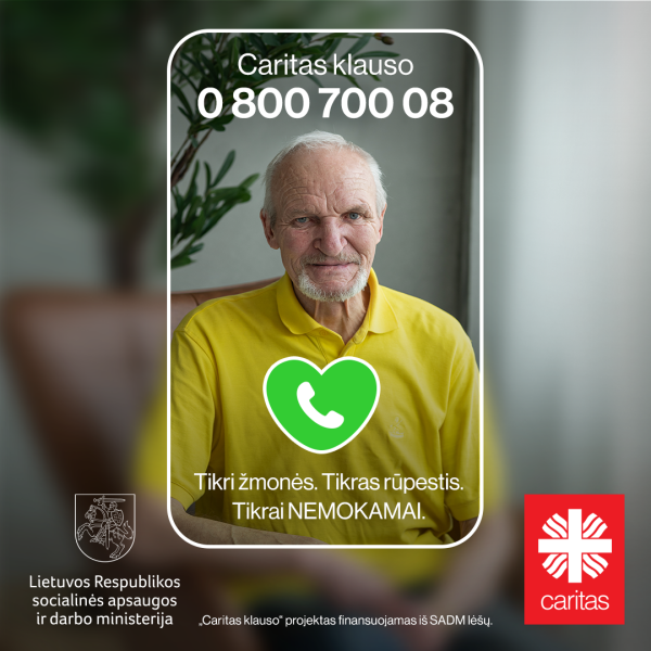 Startuoja „Caritas klauso“ – emocinės pagalbos linija vyresniems