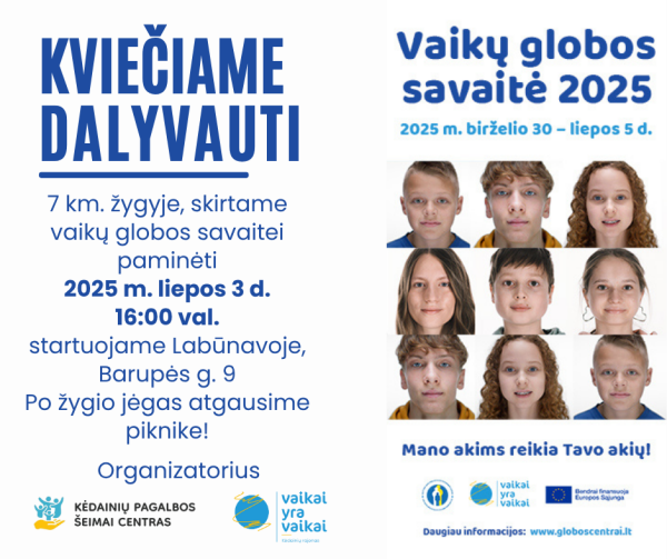Tęsiasi Vaikų globos savaitės renginiai: šiandien kviečiame jus į žygį ir pikniką!