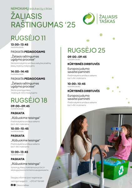Kviečiame prisijungiant prie nemokamų nuotolinių edukacijų ciklo „Žaliasis raštingumas“