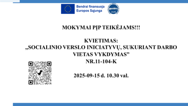 Kviečiame dalyvauti mokymuose!