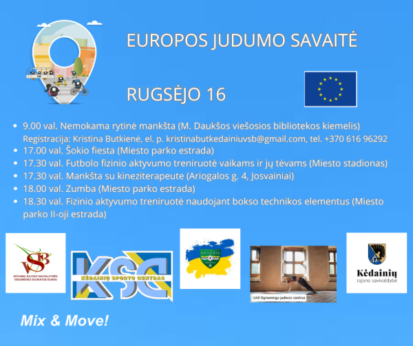 Jau rytoj startuoja Europos darnaus judumo savaitės renginiai!
