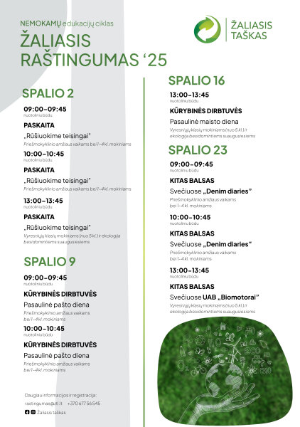 Kviečia prisijungti prie nemokamų nuotolinių edukacijų ciklo „Žaliasis raštingumas“
