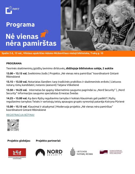 Projektas „Nė vienas nėra pamirštas“ Jus ir vėl kviečia klausytis paskaitų iš skaitmeninio pasaulio!